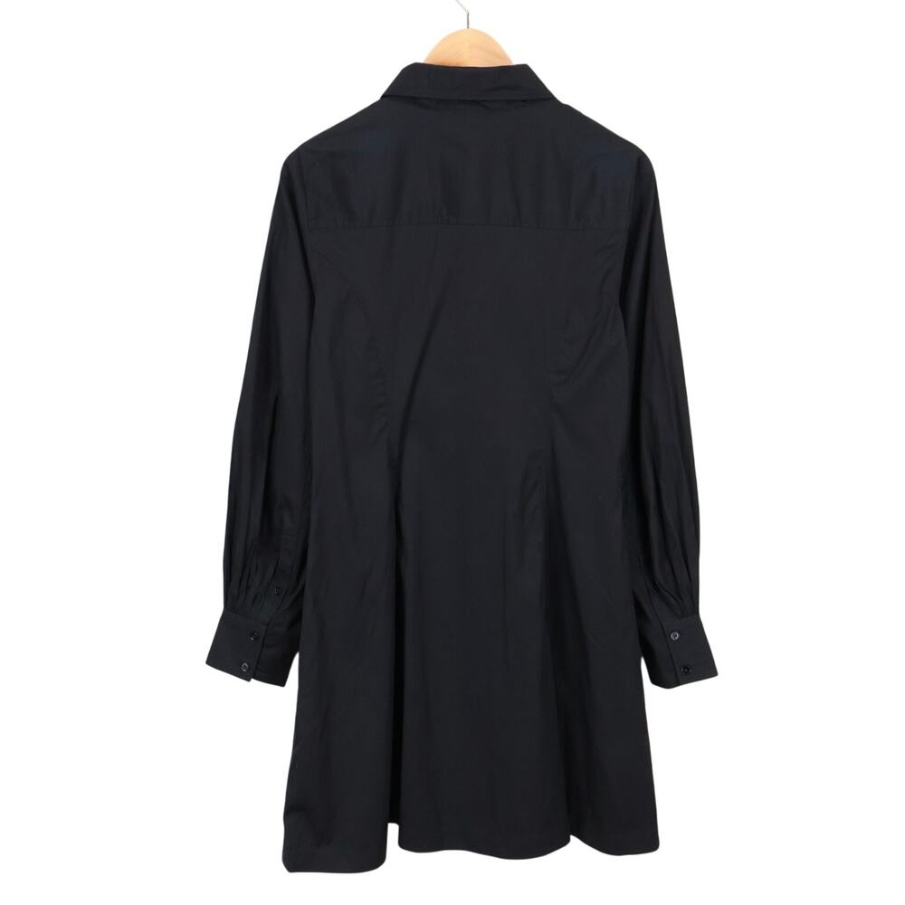 NWT Madewell Seamed Long-Sleeve Mini Shirtdress In Poplin Jet Black Size 6 - Picture 4 of 9